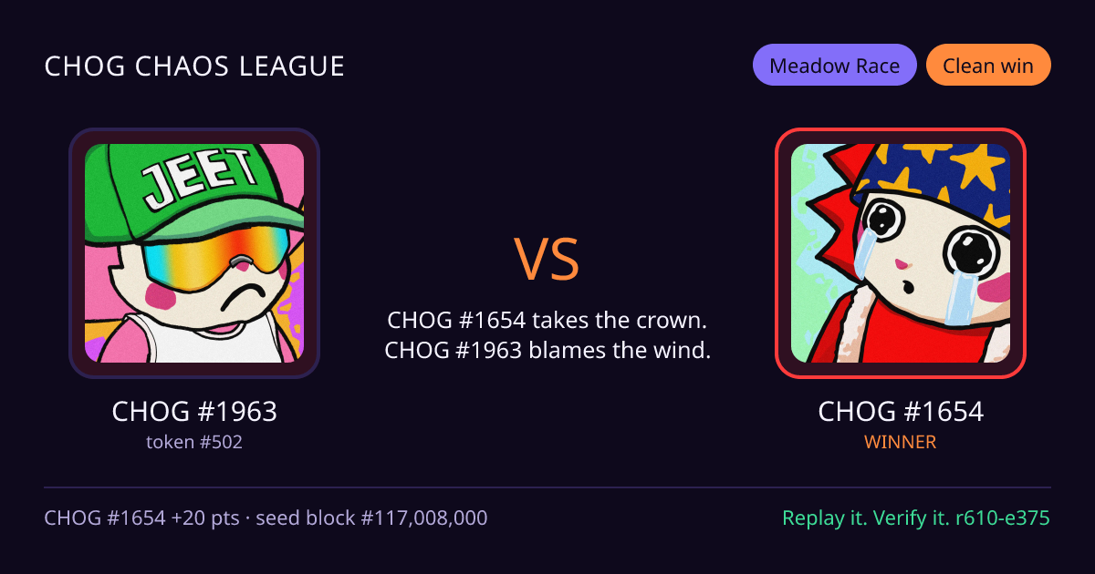 Highlight card: CHOG #1963 versus CHOG #1654
