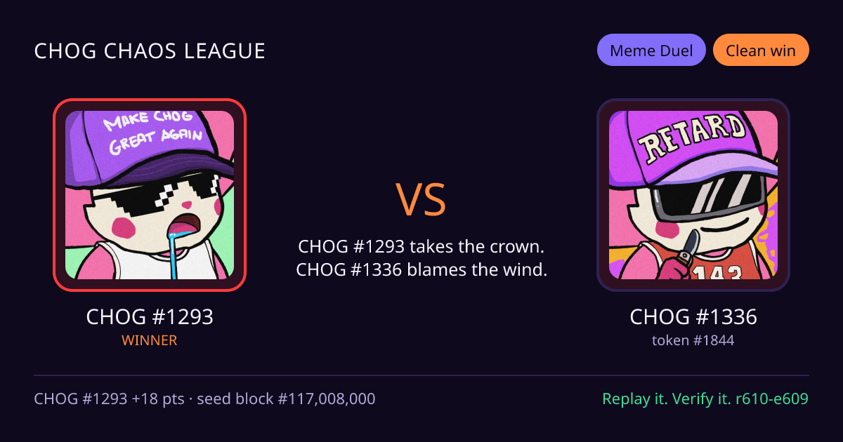 Highlight card: CHOG #1293 versus CHOG #1336