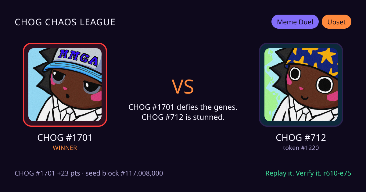 Highlight card: CHOG #1701 versus CHOG #712