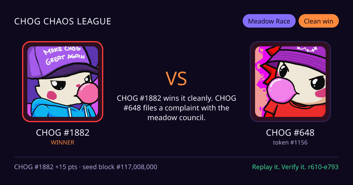 Highlight card: CHOG #1882 versus CHOG #648