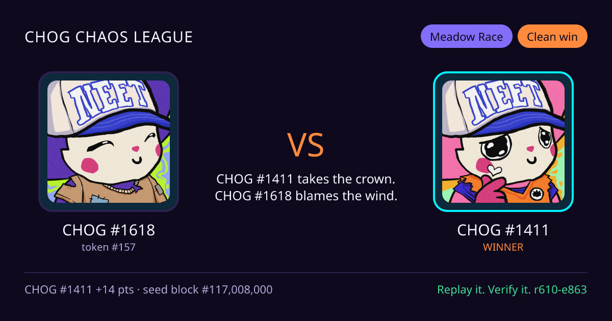 Highlight card: CHOG #1618 versus CHOG #1411