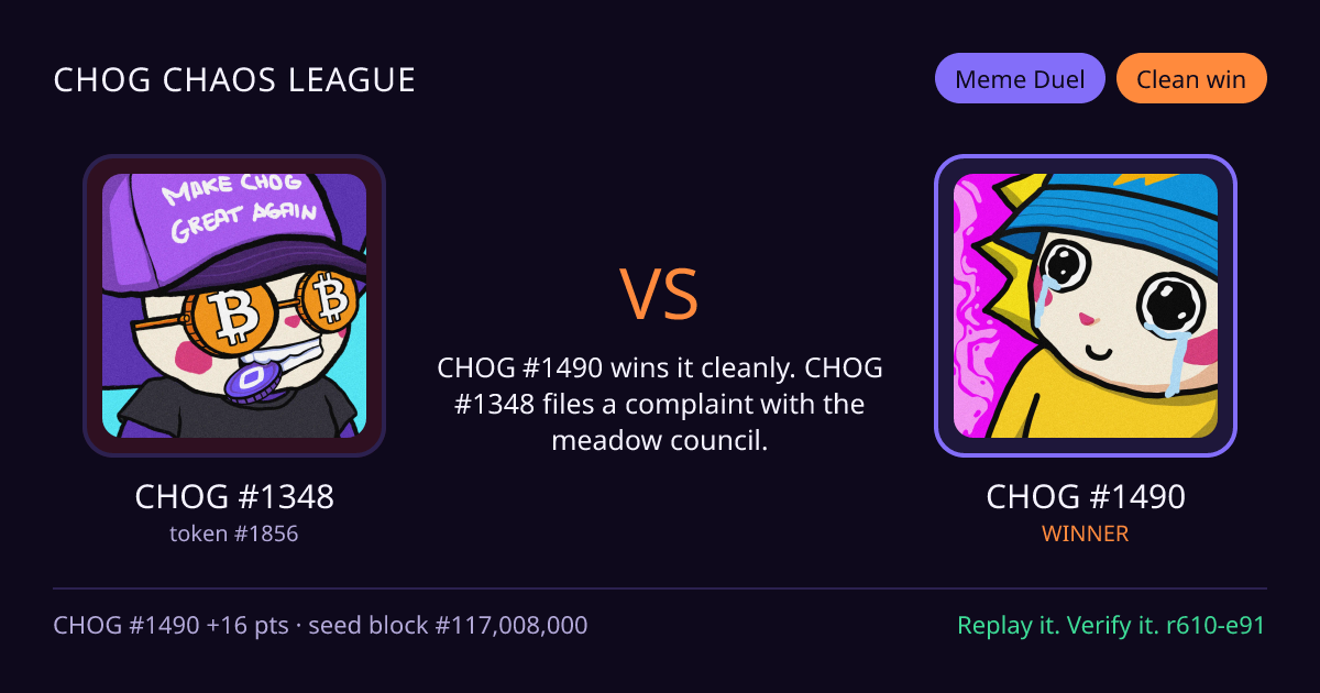 Highlight card: CHOG #1348 versus CHOG #1490