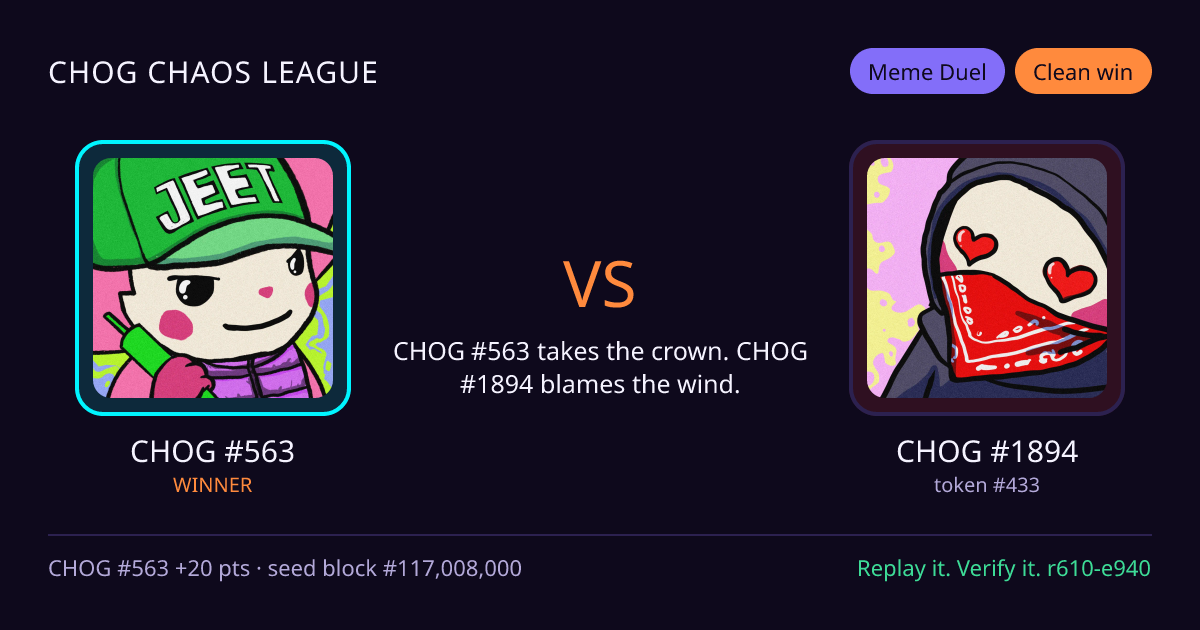Highlight card: CHOG #563 versus CHOG #1894