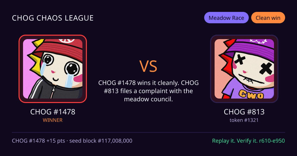 Highlight card: CHOG #1478 versus CHOG #813