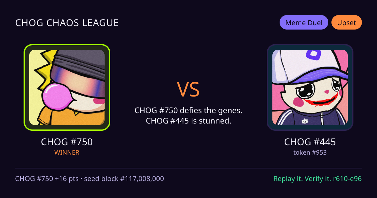 Highlight card: CHOG #750 versus CHOG #445