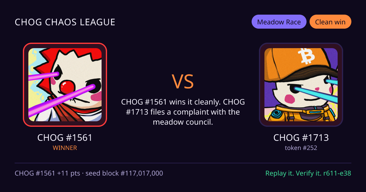 Highlight card: CHOG #1561 versus CHOG #1713