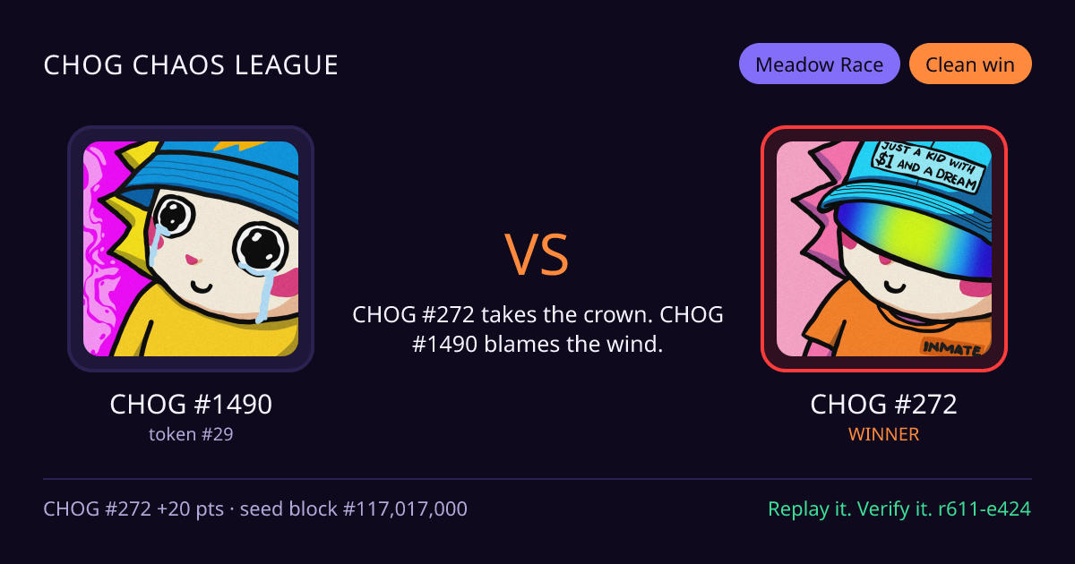 Highlight card: CHOG #1490 versus CHOG #272