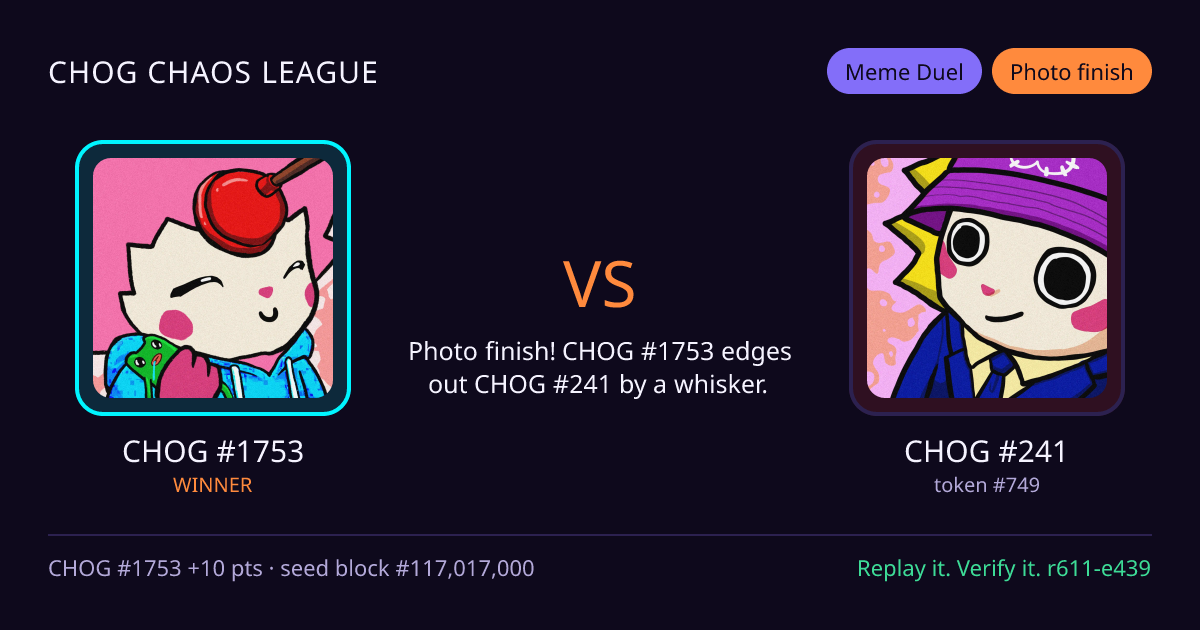 Highlight card: CHOG #1753 versus CHOG #241