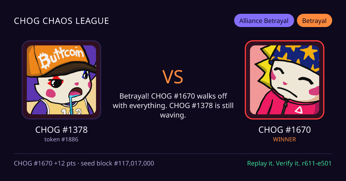 Highlight card: CHOG #1378 versus CHOG #1670