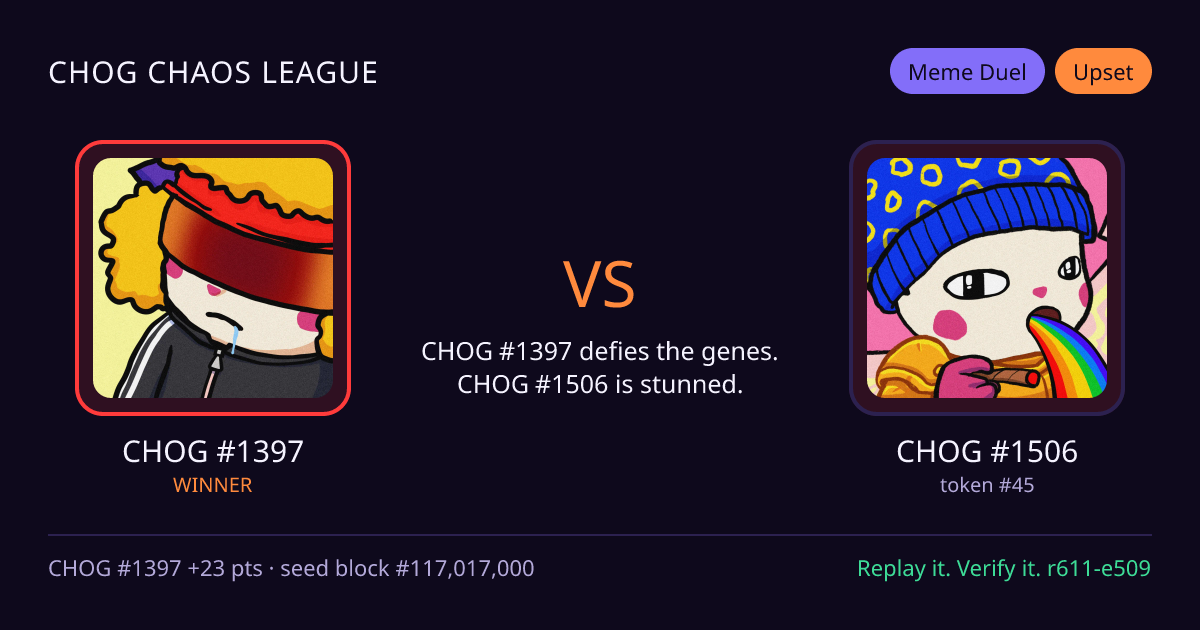 Highlight card: CHOG #1397 versus CHOG #1506