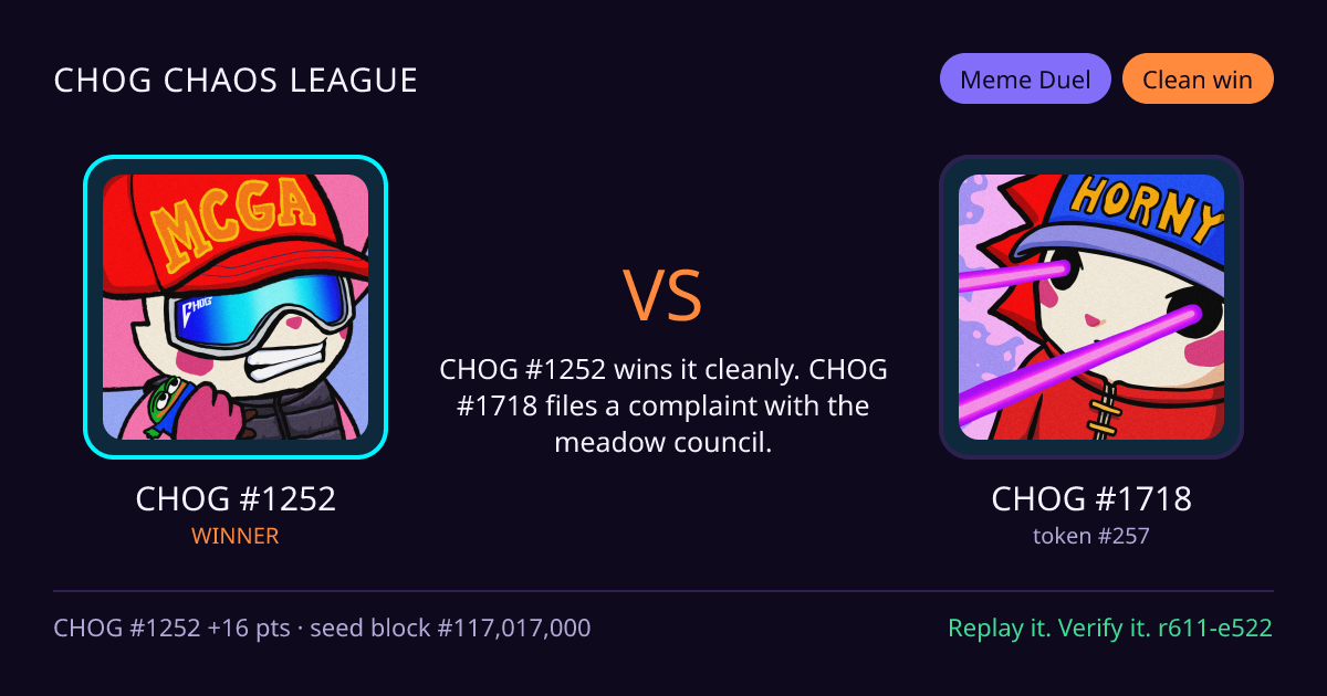 Highlight card: CHOG #1252 versus CHOG #1718