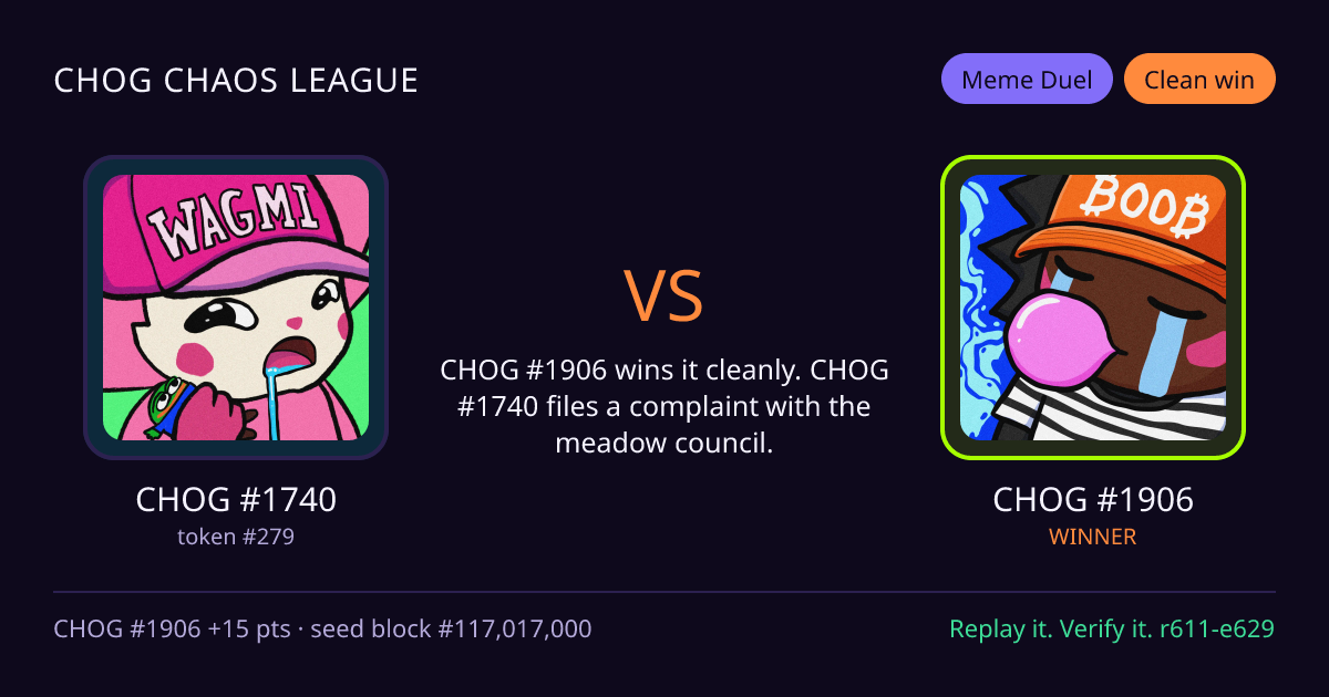 Highlight card: CHOG #1740 versus CHOG #1906