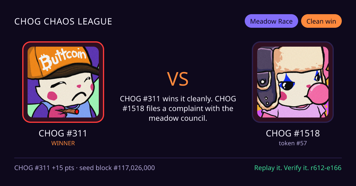 Highlight card: CHOG #311 versus CHOG #1518