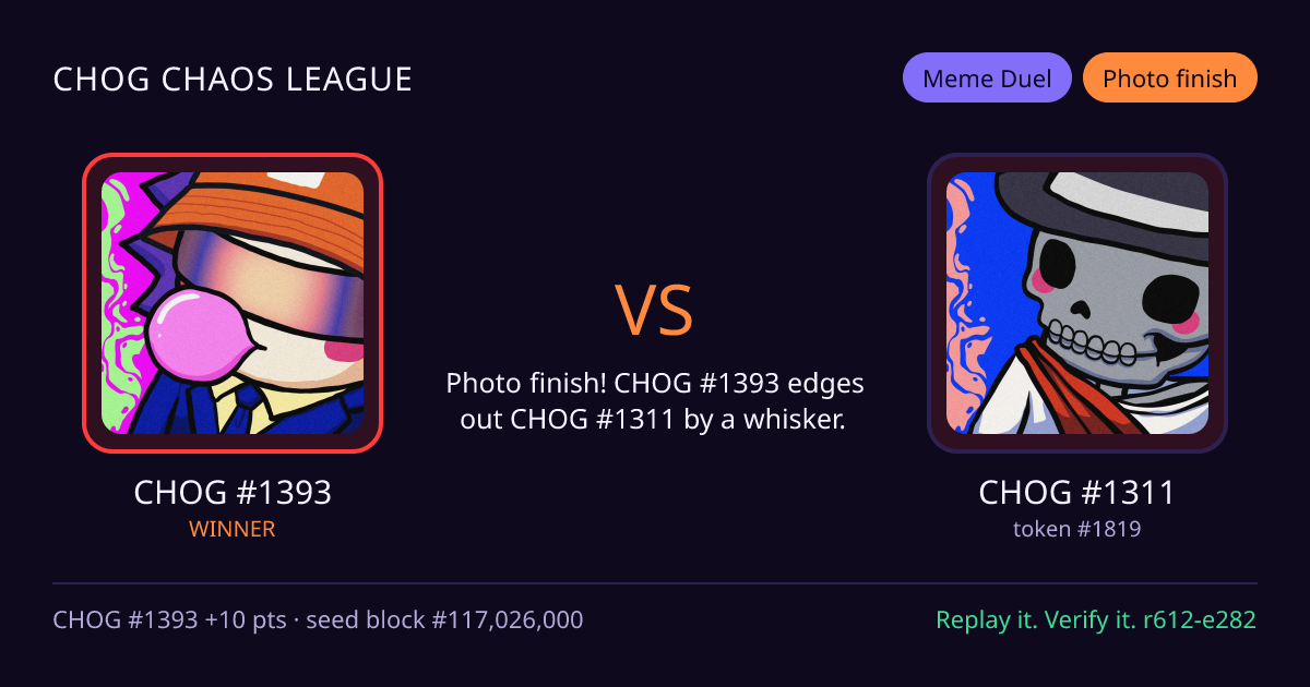 Highlight card: CHOG #1393 versus CHOG #1311