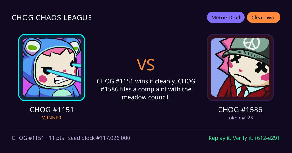Highlight card: CHOG #1151 versus CHOG #1586