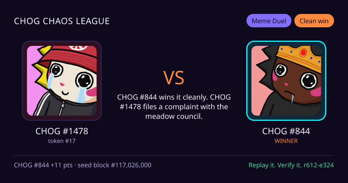 Highlight card: CHOG #1478 versus CHOG #844