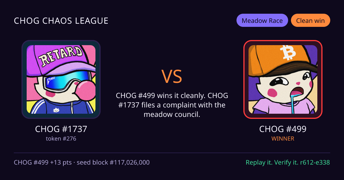 Highlight card: CHOG #1737 versus CHOG #499