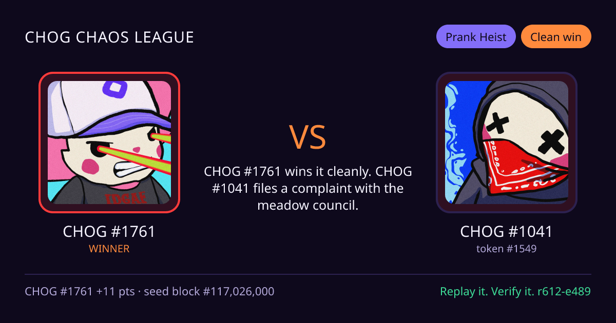 Highlight card: CHOG #1761 versus CHOG #1041