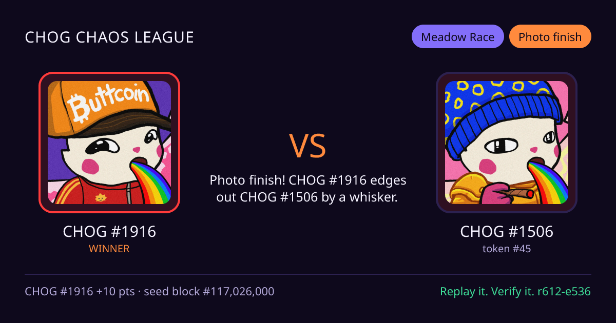 Highlight card: CHOG #1916 versus CHOG #1506