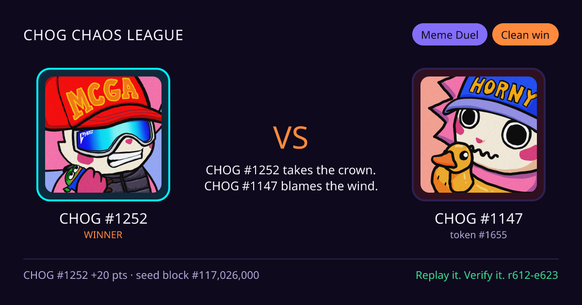 Highlight card: CHOG #1252 versus CHOG #1147