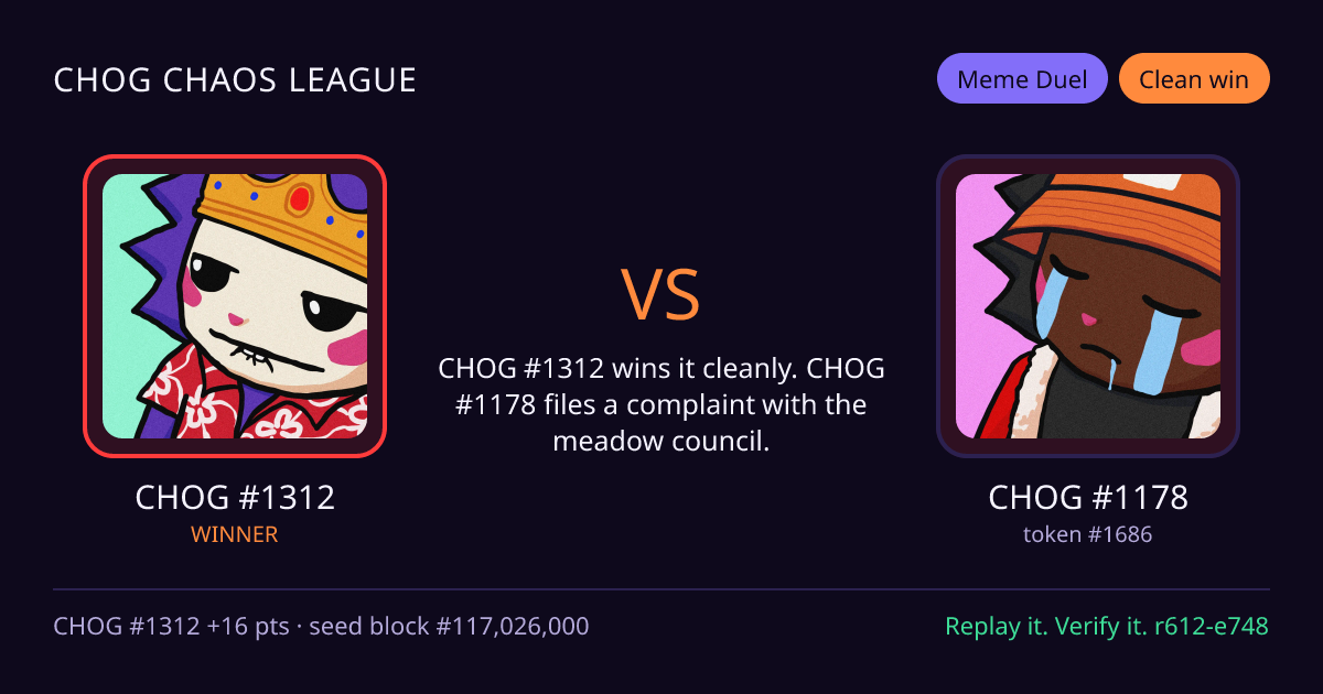 Highlight card: CHOG #1312 versus CHOG #1178
