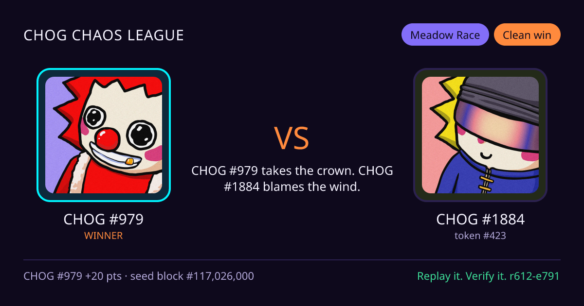 Highlight card: CHOG #979 versus CHOG #1884