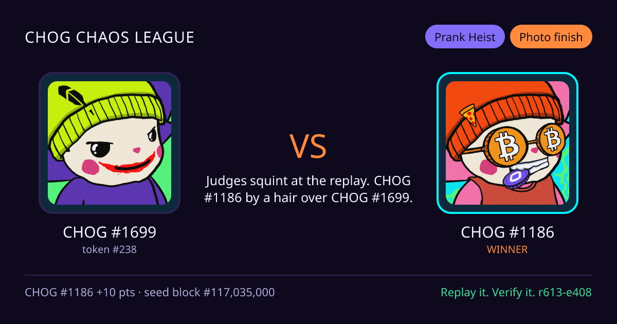 Highlight card: CHOG #1699 versus CHOG #1186