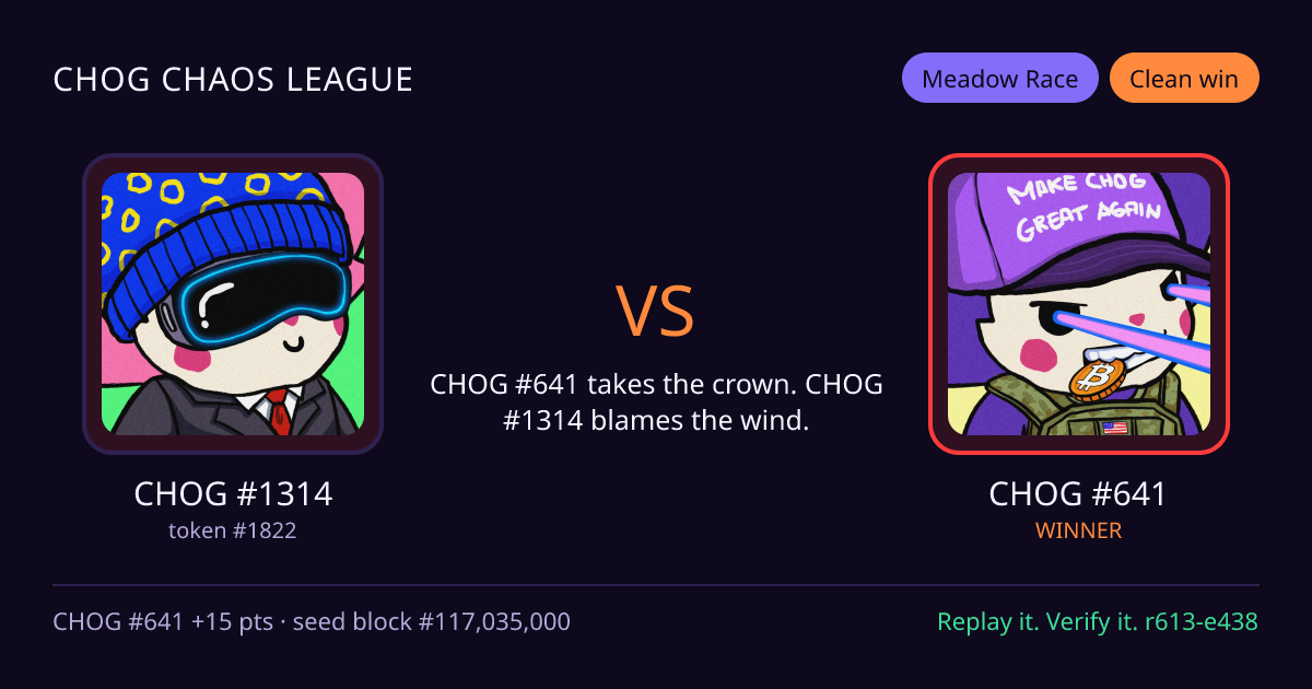 Highlight card: CHOG #1314 versus CHOG #641