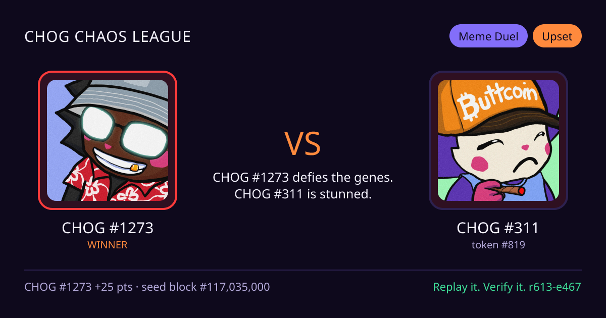 Highlight card: CHOG #1273 versus CHOG #311