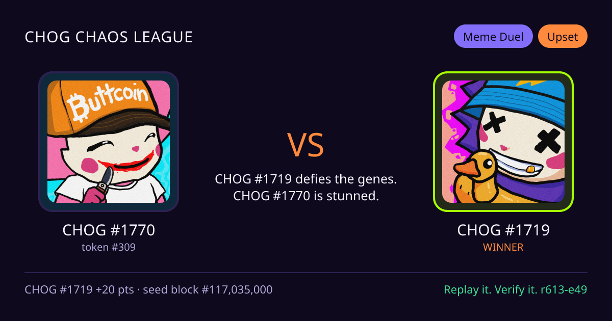 Highlight card: CHOG #1770 versus CHOG #1719