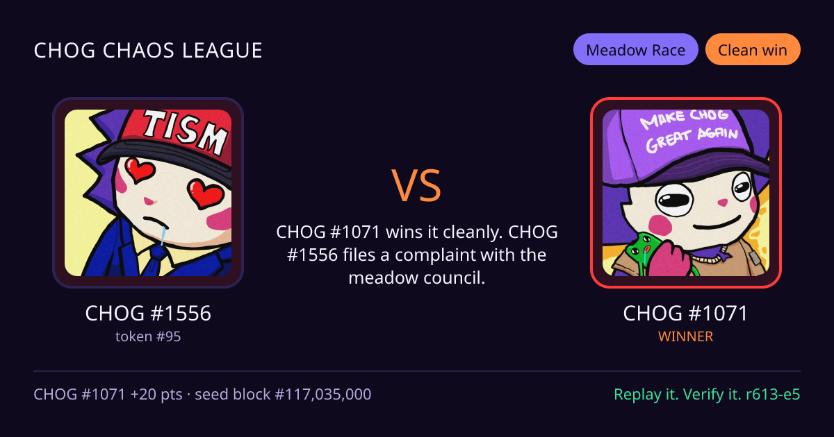 Highlight card: CHOG #1556 versus CHOG #1071