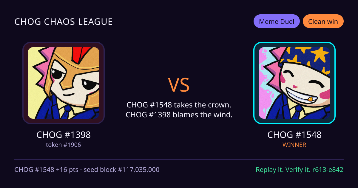 Highlight card: CHOG #1398 versus CHOG #1548