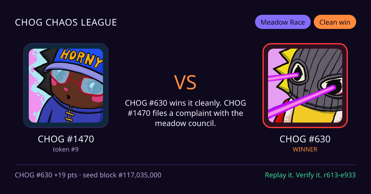 Highlight card: CHOG #1470 versus CHOG #630