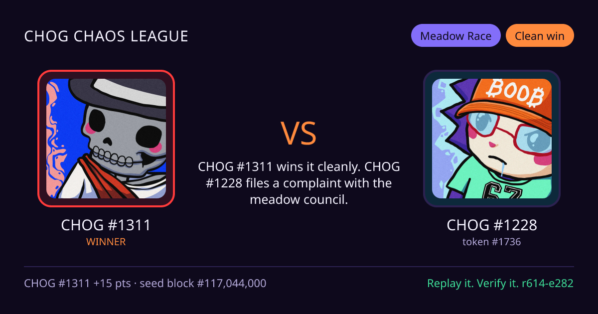 Highlight card: CHOG #1311 versus CHOG #1228