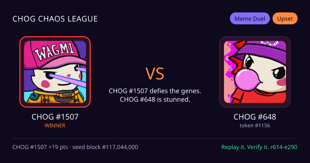 Highlight card: CHOG #1507 versus CHOG #648