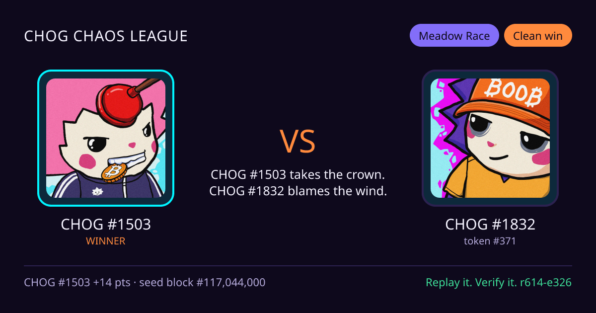 Highlight card: CHOG #1503 versus CHOG #1832