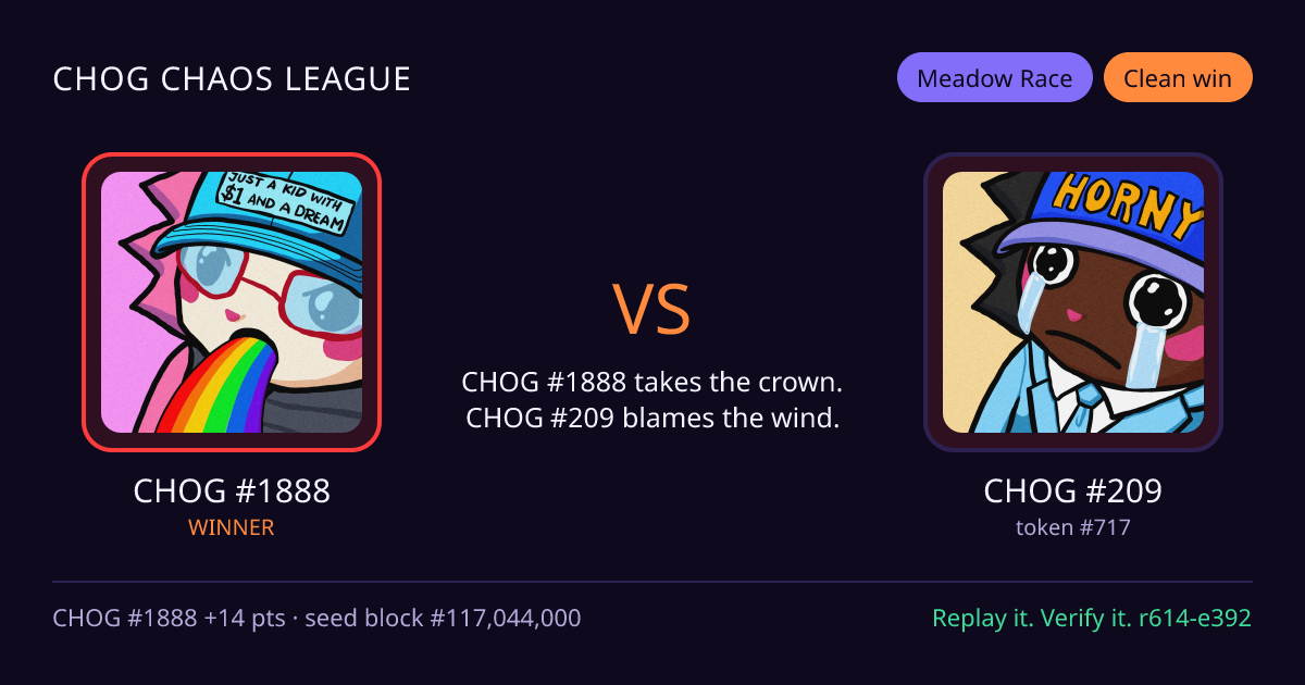 Highlight card: CHOG #1888 versus CHOG #209
