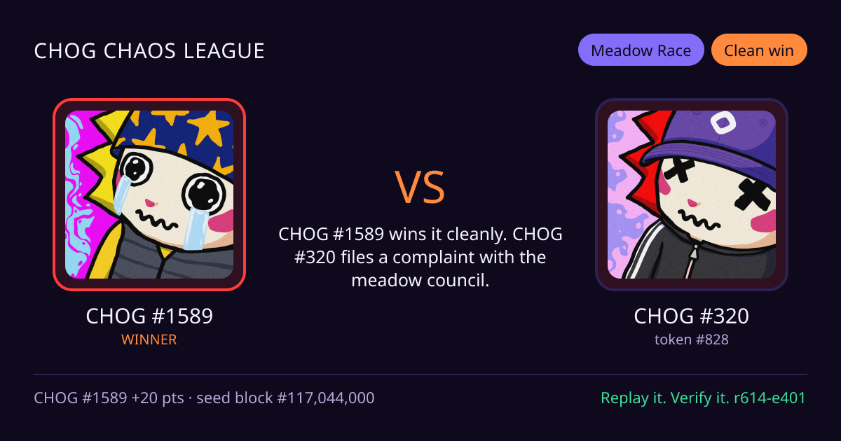 Highlight card: CHOG #1589 versus CHOG #320