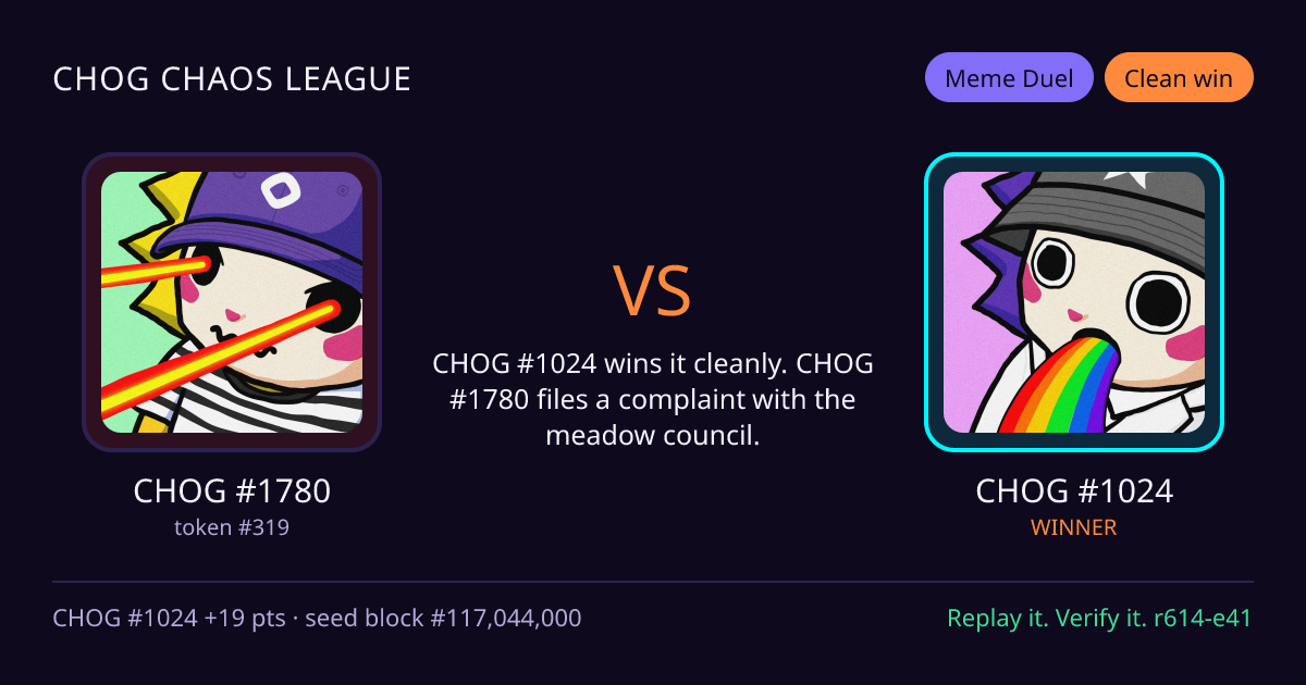 Highlight card: CHOG #1780 versus CHOG #1024