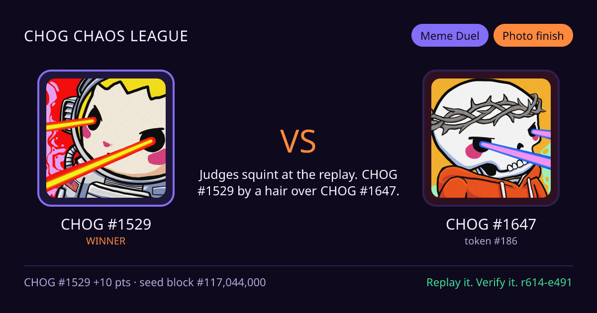 Highlight card: CHOG #1529 versus CHOG #1647
