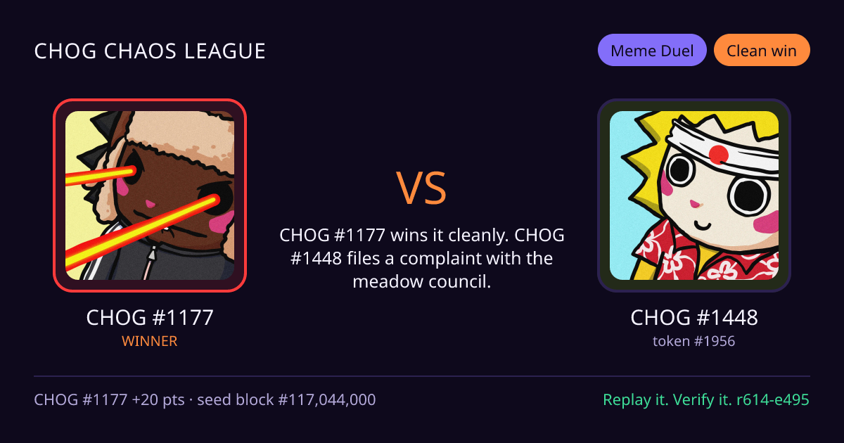 Highlight card: CHOG #1177 versus CHOG #1448