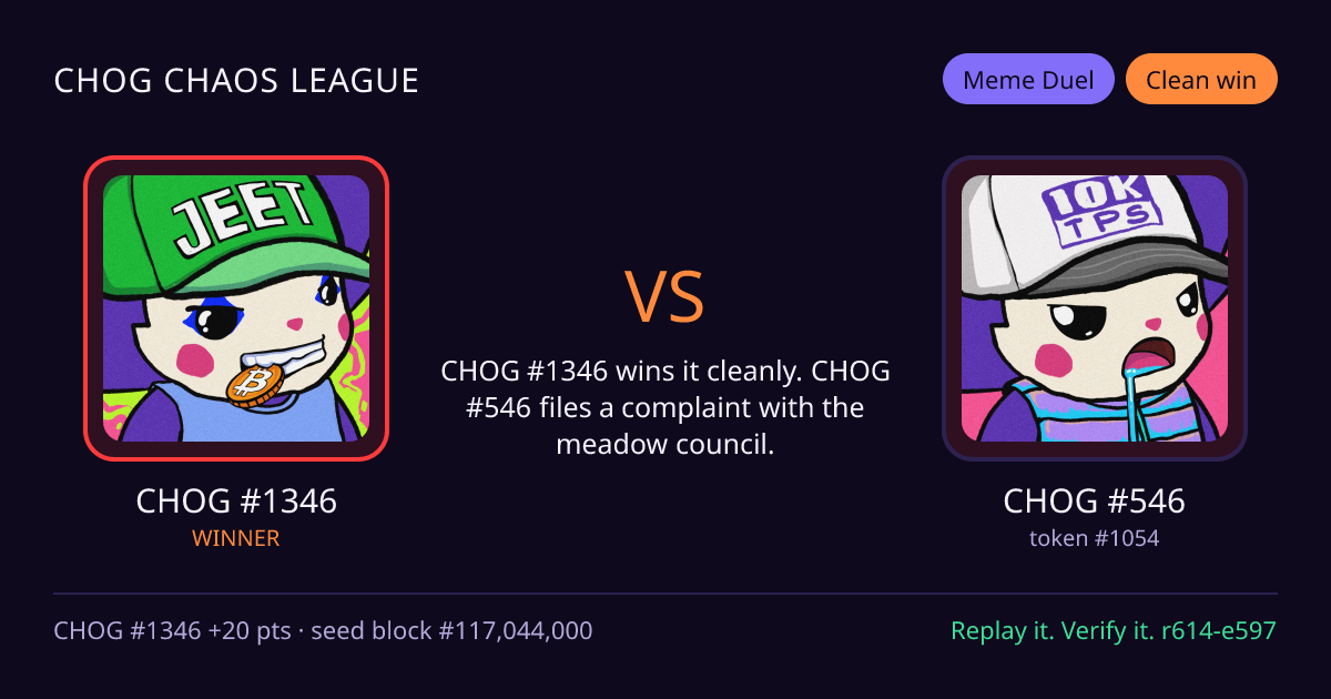 Highlight card: CHOG #1346 versus CHOG #546