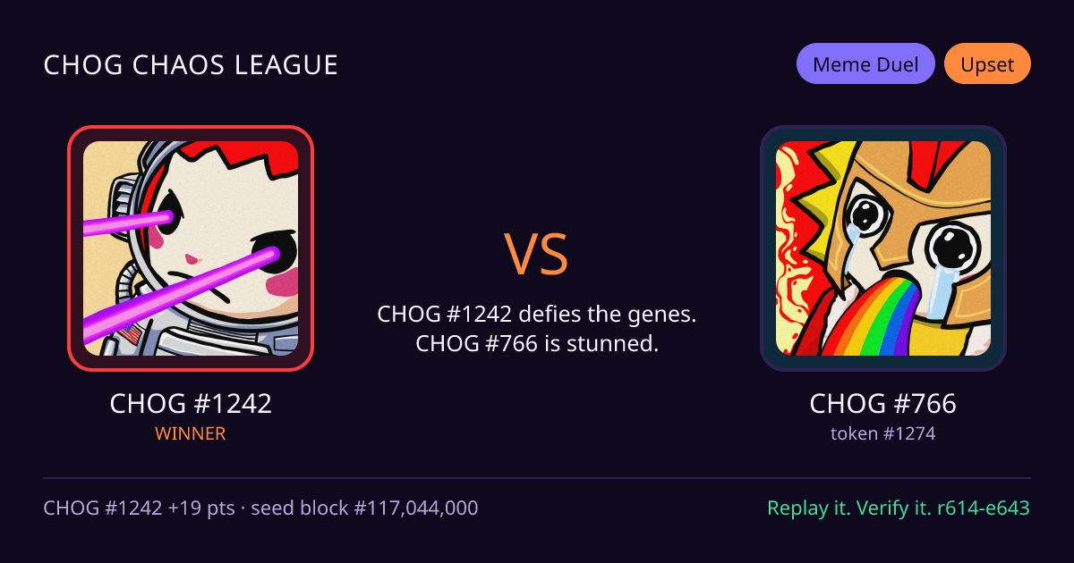 Highlight card: CHOG #1242 versus CHOG #766