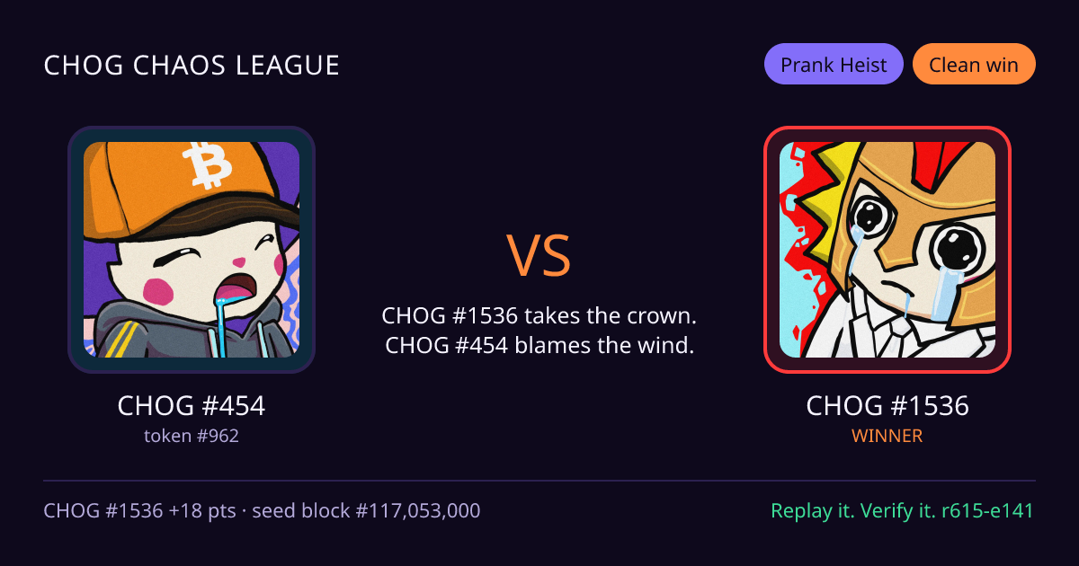 Highlight card: CHOG #454 versus CHOG #1536