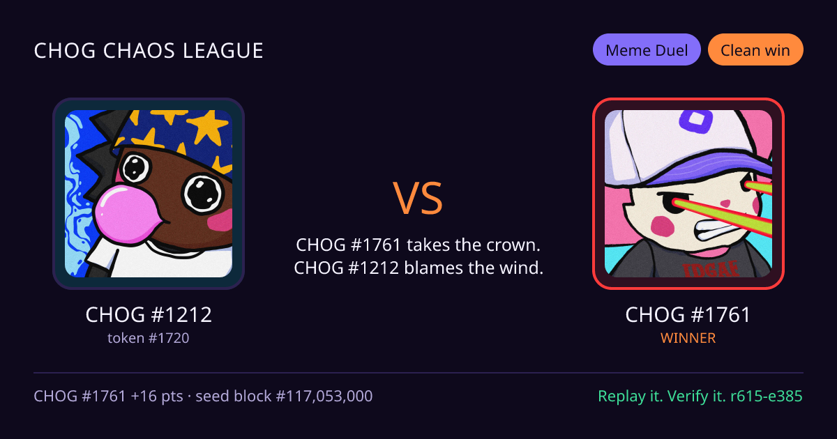 Highlight card: CHOG #1212 versus CHOG #1761
