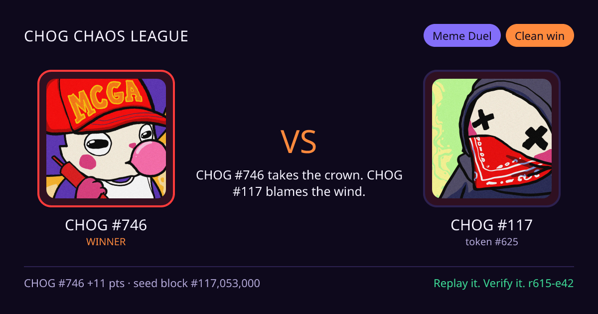 Highlight card: CHOG #746 versus CHOG #117