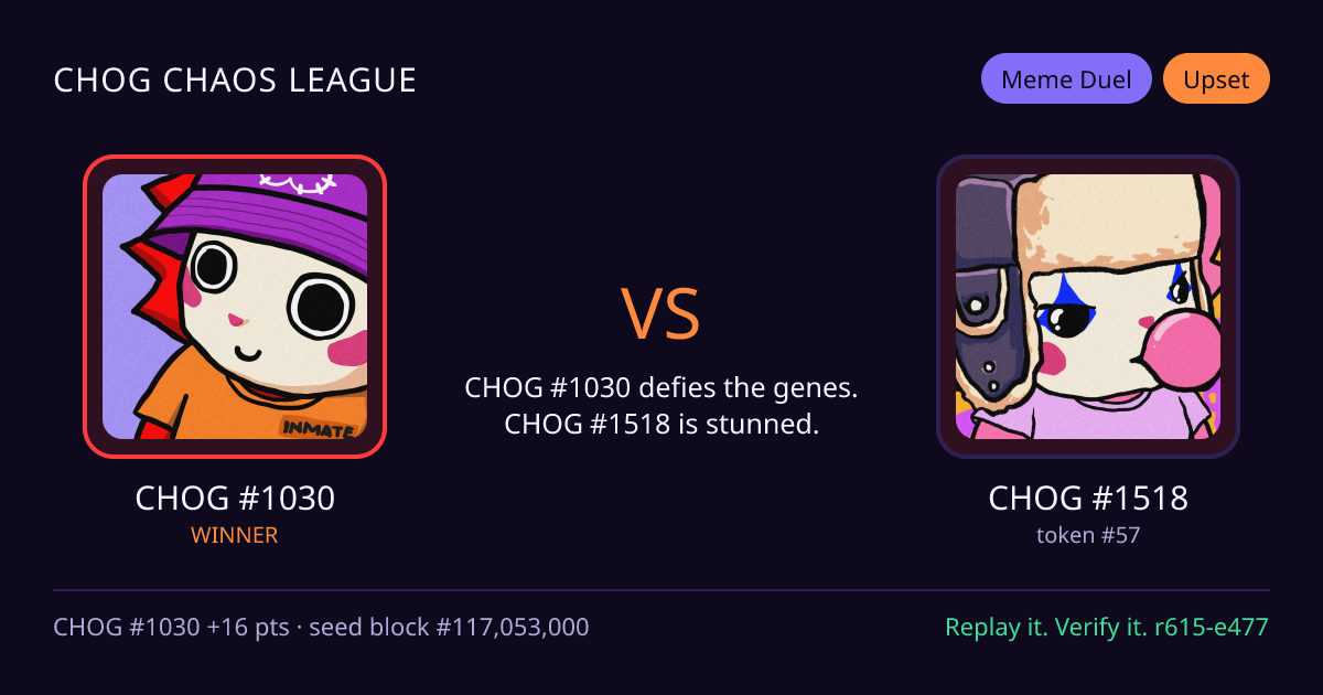 Highlight card: CHOG #1030 versus CHOG #1518