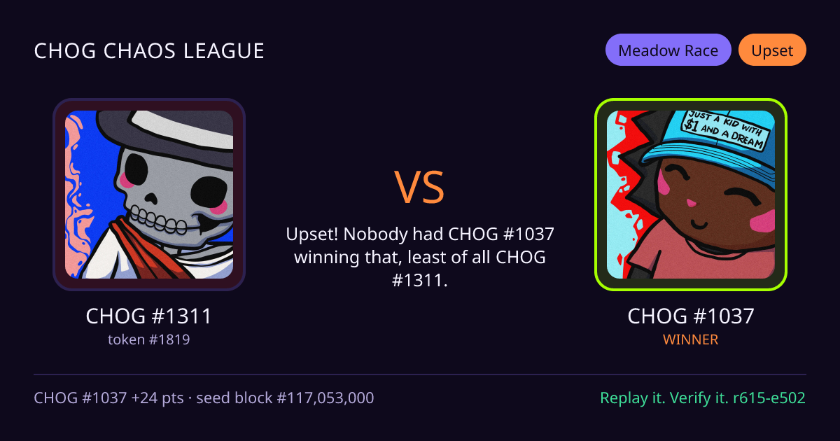 Highlight card: CHOG #1311 versus CHOG #1037