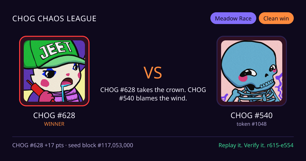 Highlight card: CHOG #628 versus CHOG #540