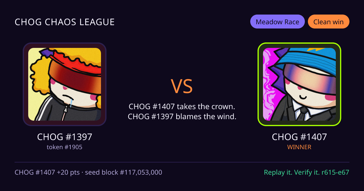 Highlight card: CHOG #1397 versus CHOG #1407
